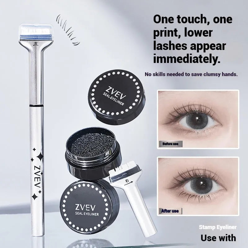 Double-headed lower eyelash seal liquid eyeliner pen in retro black and caramel mocha with 0.5g and 3g net content