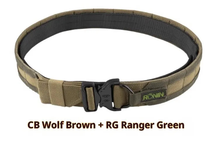 MOLLE System Tactical Buckle Belt, 4cm width, in black colour with buckle and webbing loops