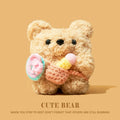 Plush knitted soft shell earphone case in red scarf bear design for Apple AirPods Pro 2 – front view