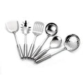 Anti-scalding 201 stainless steel 6-piece kitchenware set including stir-fried shovel, soup spoon, colander, and rice spoon