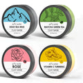 Set of four tubs of Dead Sea Mud Green Tea Turmeric Rose Clay Mask