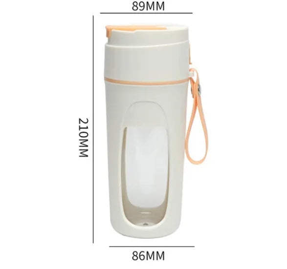 Portable USB charging blender cup with borosilicate glass liner in fresh orange colour