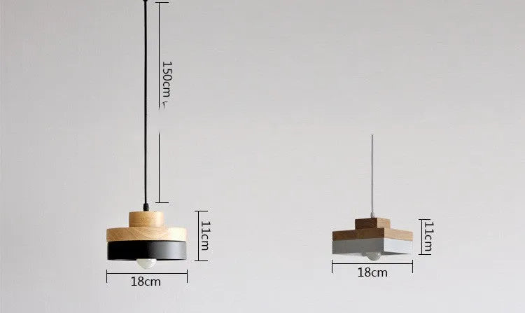 Wooden fish line chandelier with adjustable drop and matte black or white round or square finish.