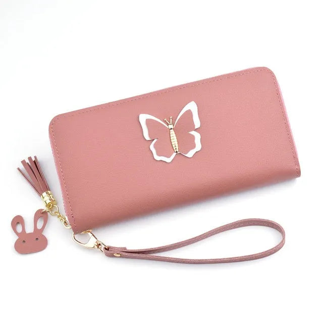 Women's long zip wallet in pu leather, size 19.5cm, multiple colour options including green and blue