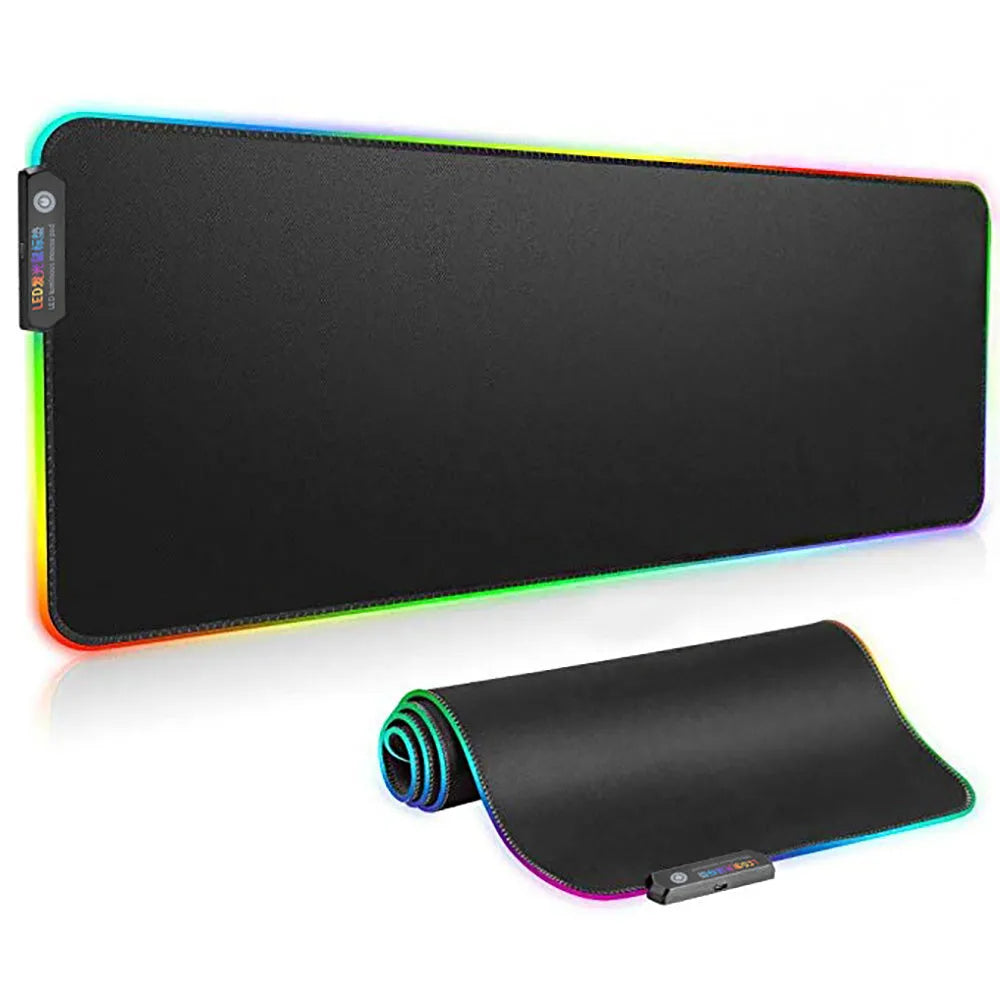 LED super large shiny mouse pad with 11 lighting modes, size 780x300x4mm, black surface with multi-colour backlight