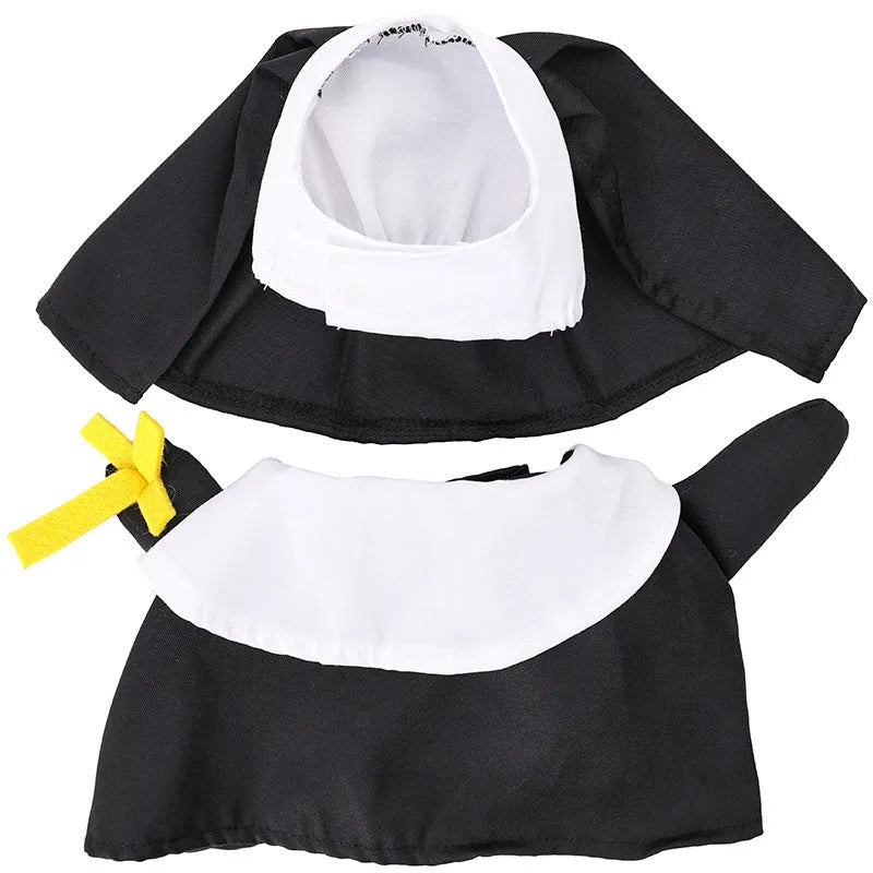 Black nun dress costume for cat or dog on mannequin