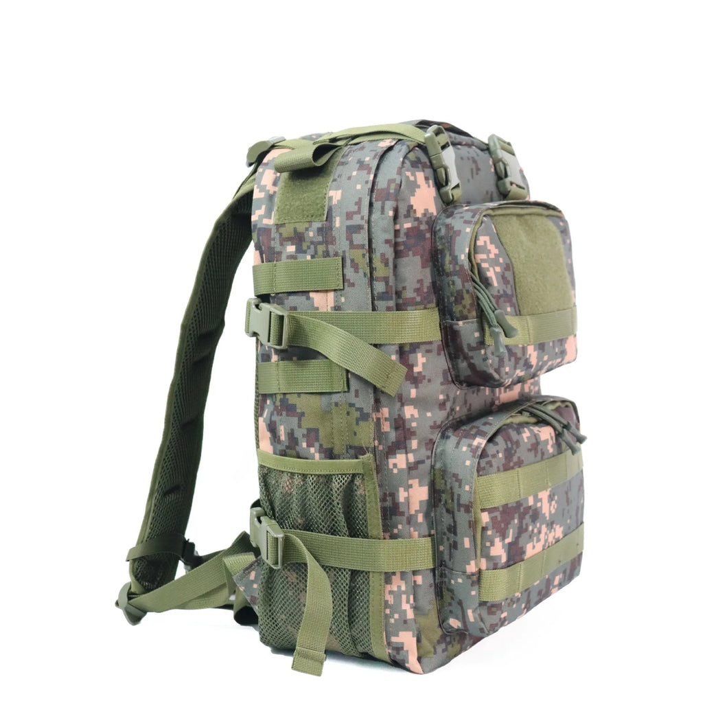 Camouflage waterproof outdoor rucksack with 20L capacity and air pillow belt system