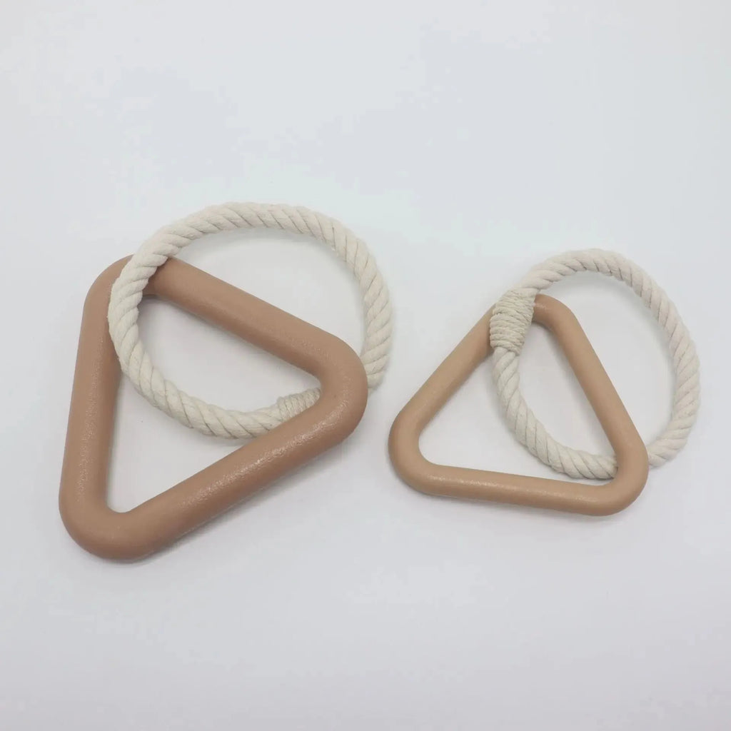 Large triangular pet pull ring toy in cotton rope available in three colours