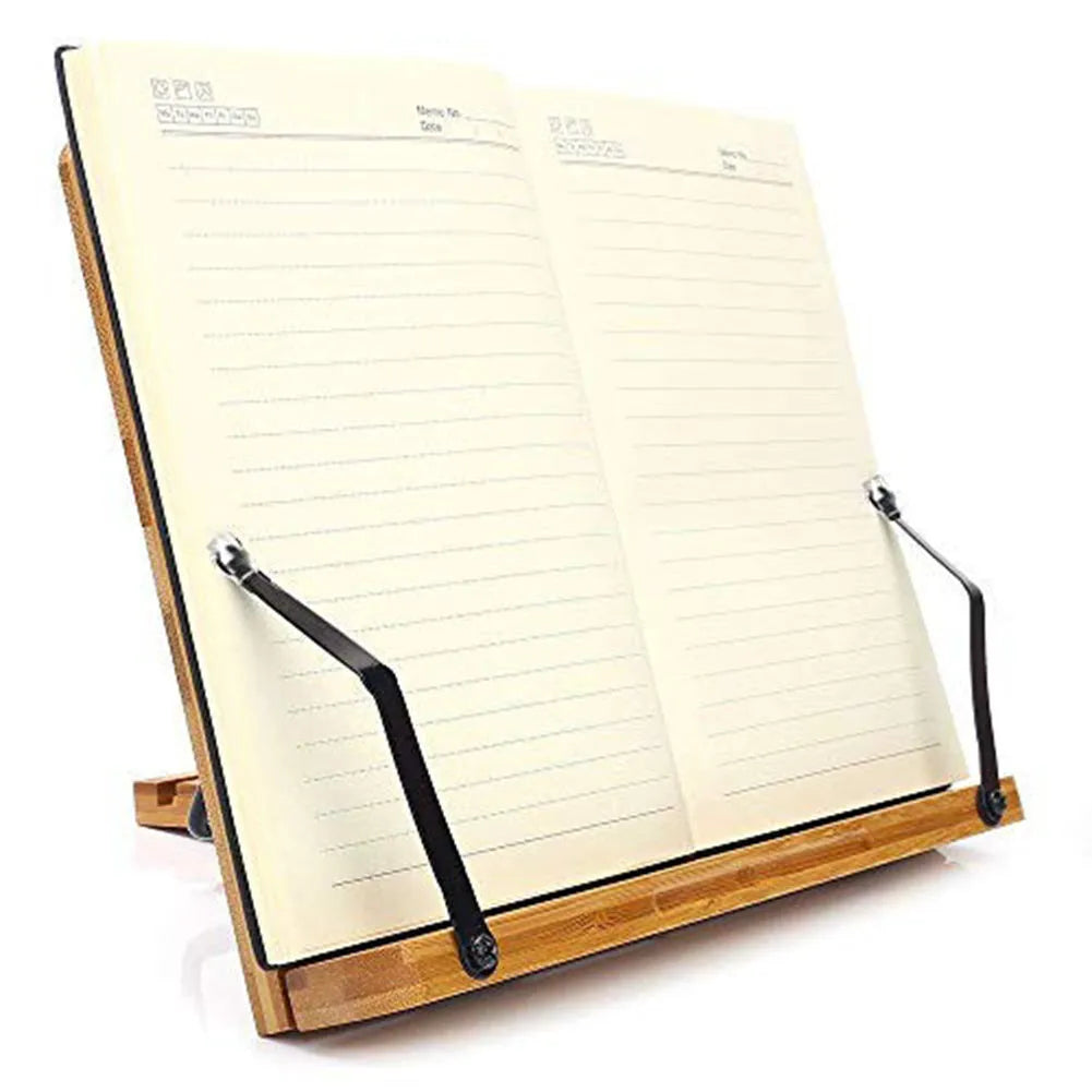 Natural bamboo hollow reading frame in solid wood, S M L sizes, gloss finish, copybook holder
