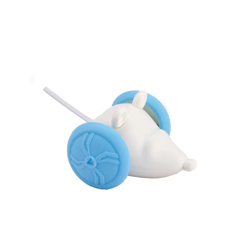 Electric cat toy mouse with remote control in blue or yellow technical mouse design