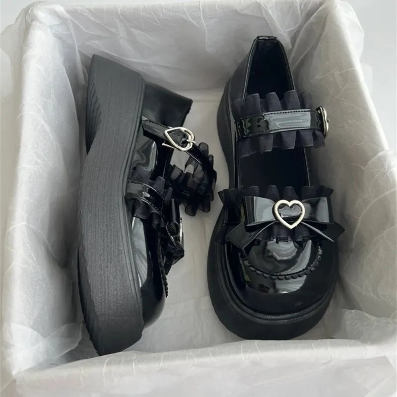 Big Head Shoes Mary Jane platform leather women's shoes in beige with a wedge heel and strap