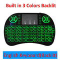 Black 2.4G wireless mini keyboard with touchpad, up to 92 QWERTY keys, dual mouse buttons, 14.6 x 97.5 x 19mm