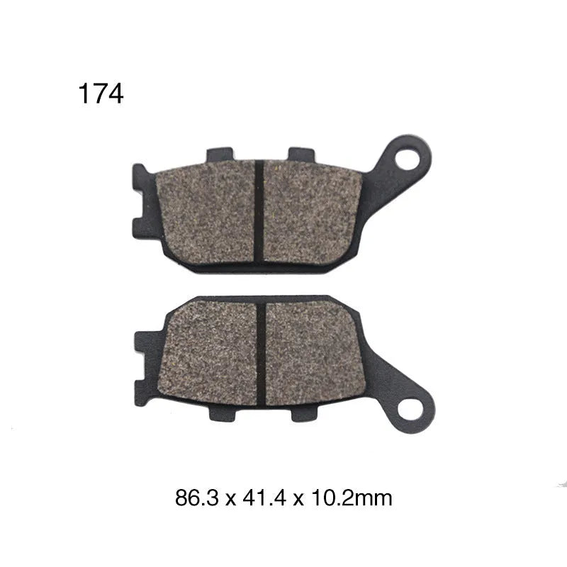 Black non-asbestos semi-metal motorcycle brake pad for Honda CBR and VTR models measuring 86.3x41.4x10.2mm