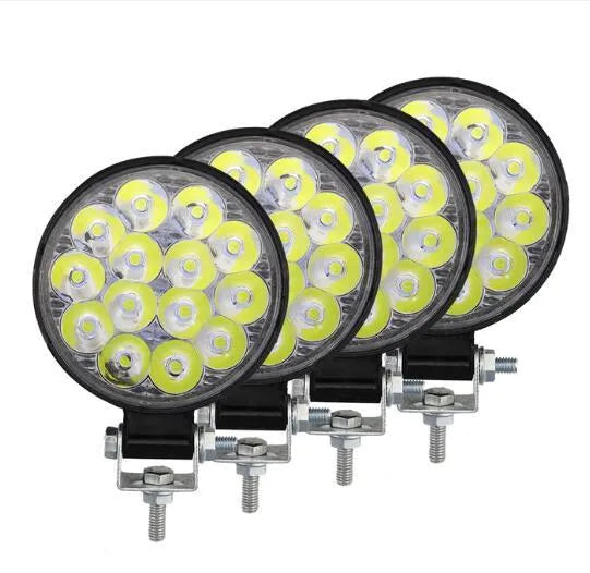 White aluminium LED work lights with round design for automotive and vehicle lighting applications