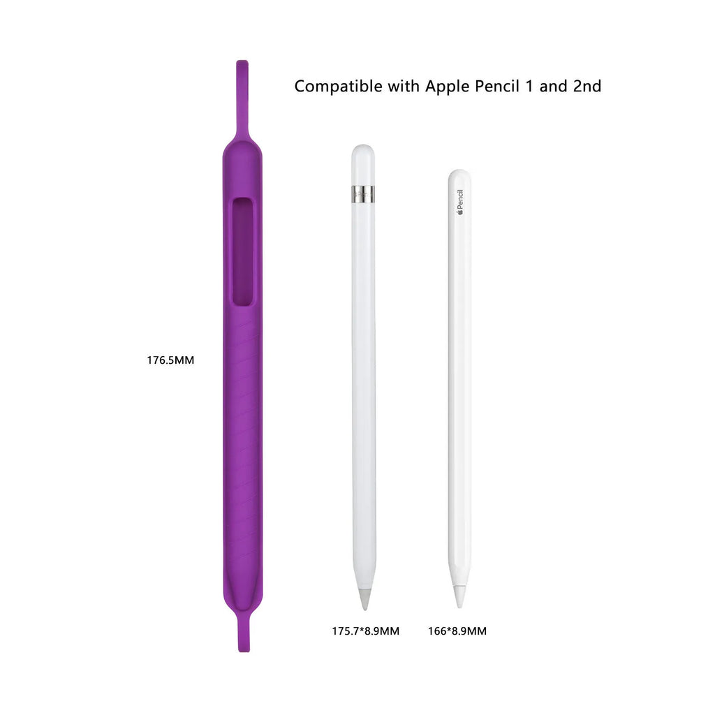 Silicone snap on pen case for Apple Pencil 1st and 2nd generation in black, gray, and white