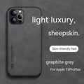 Magnetic lambskin iPhone case with simple text design, anti-fall protection, available in four colours