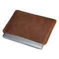 Genuine crazy horse leather horizontal computer liner bag in medium brown colour