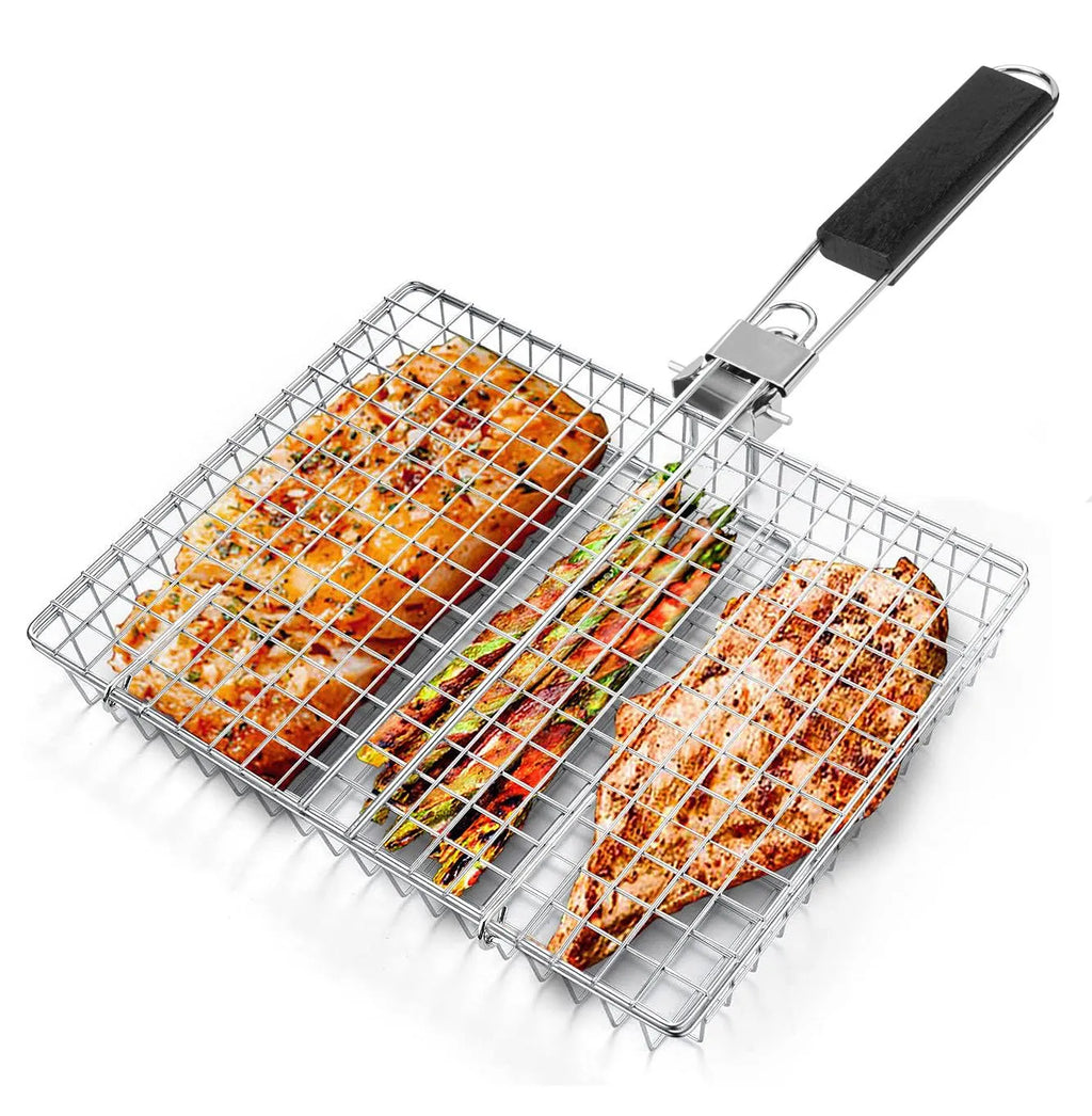Folding handle BBQ clamp square barbecue clip for roast chicken and outdoor grilling, 1pc or 2pcs