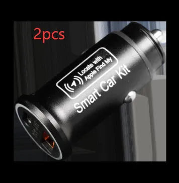 Black ABS plastic GPS car locator tracker with a 12V plug for vehicle charging ports.