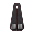 Car seat hook with flip-up mechanism in suede covering, shown in black colour
