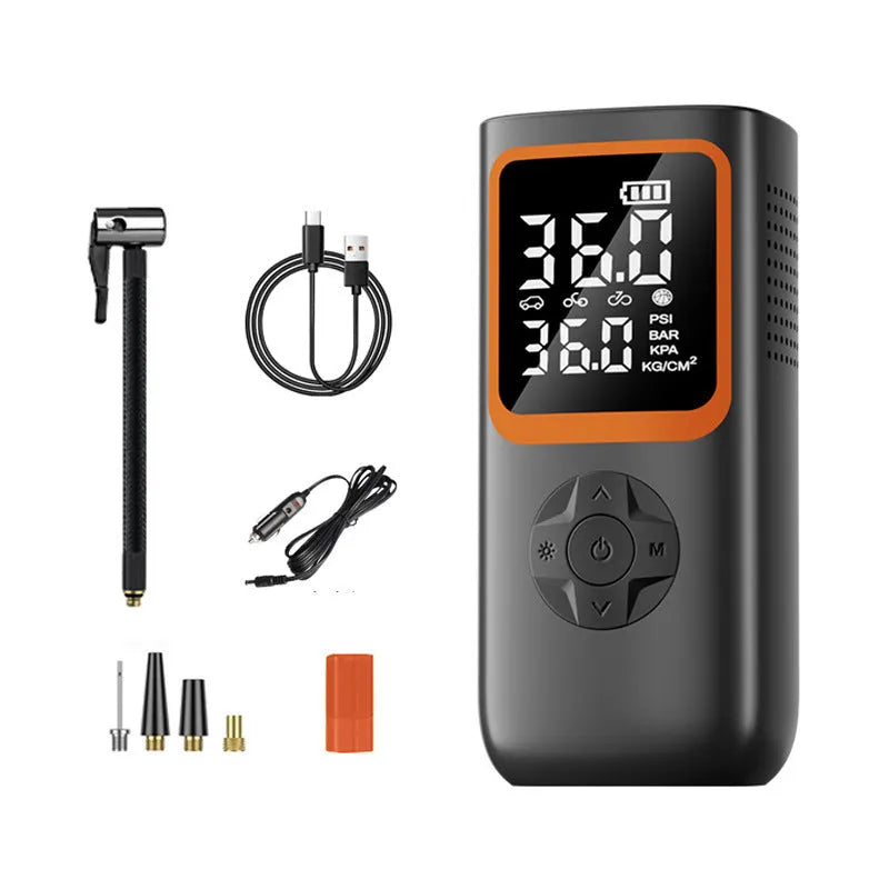 Wireless car handheld inflator pump with dual digital display and USB Type-C charging