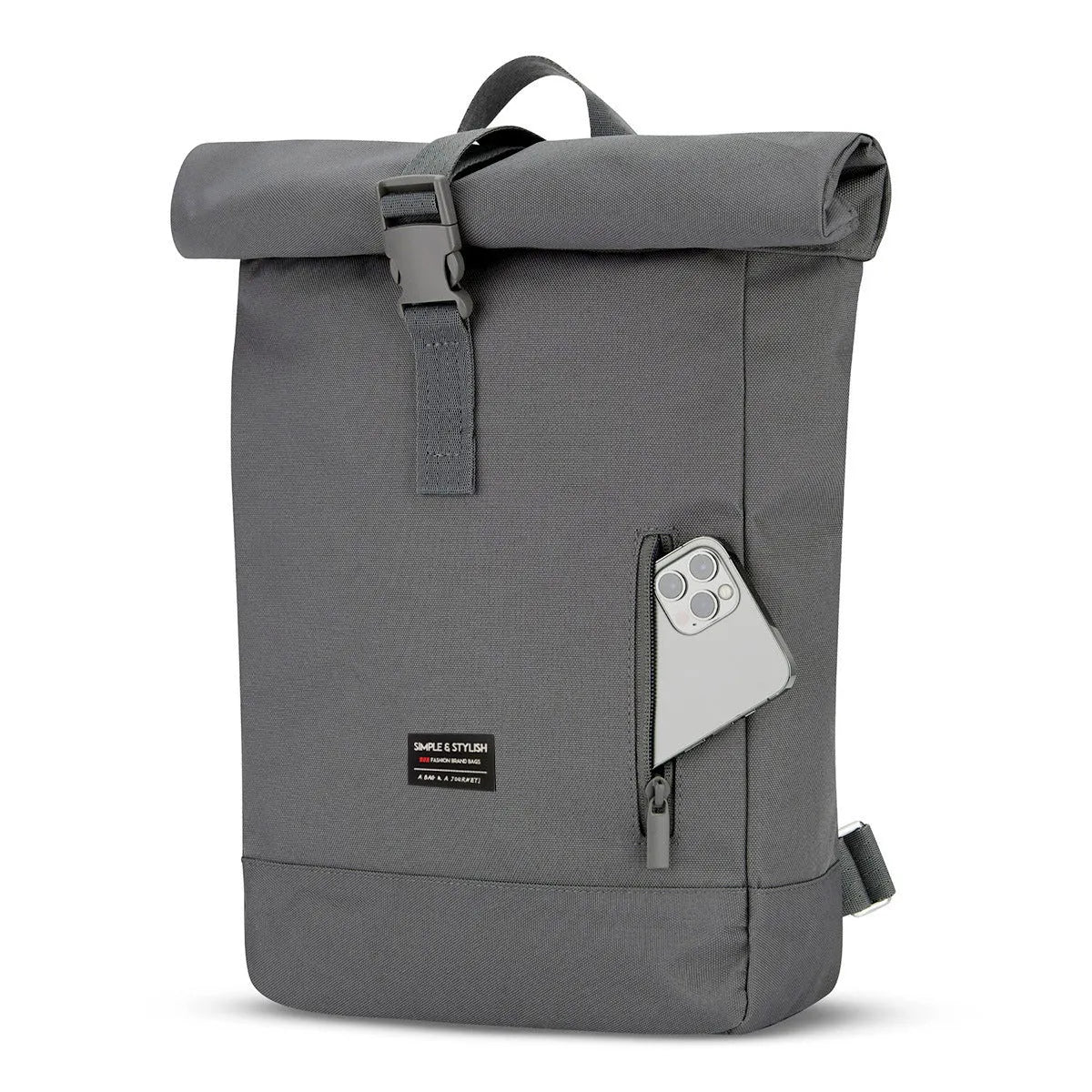 Women's expandable Oxford cloth backpack in black, roll size 50x35x12 cm
