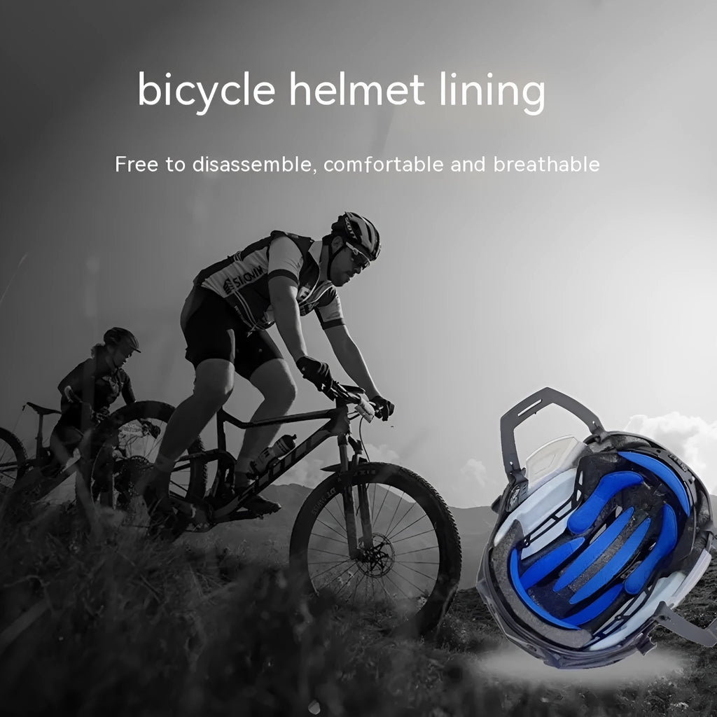 Universal cycling bike helmet liner with breathable sponge padding and a black Velcro chin pad.