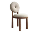 Berber fleece chair with iron frame and foam sponge seat in plush walnut or wood colour for dining, desk, or make-up use