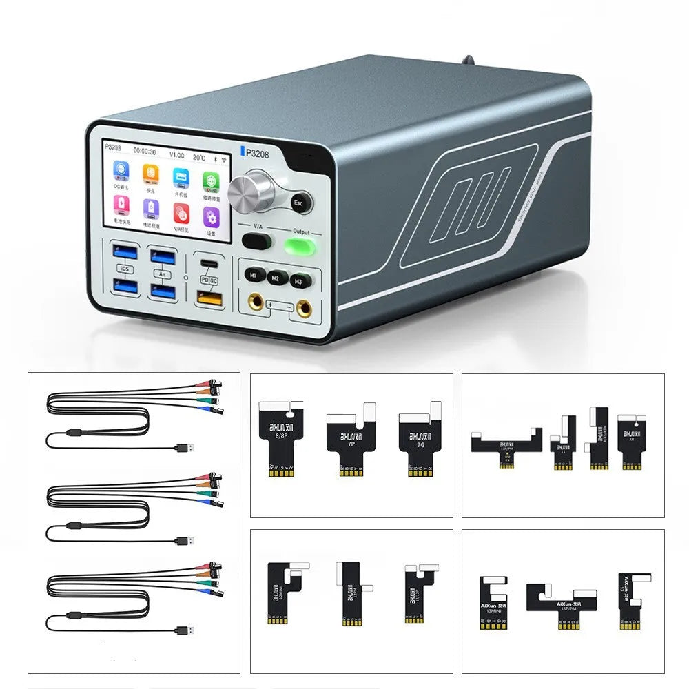 320W intelligent power meter with blue case and 3-inch display, showing voltage and current readings.