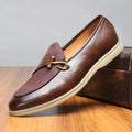Versatile breathable casual men's leather shoes in black with artificial PU upper, rubber sole, and round toe.