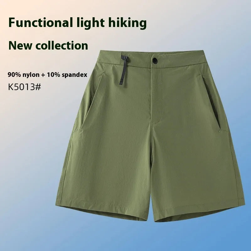 Men's quick-drying sports shorts in Army Green colour with 3D elastic construction.