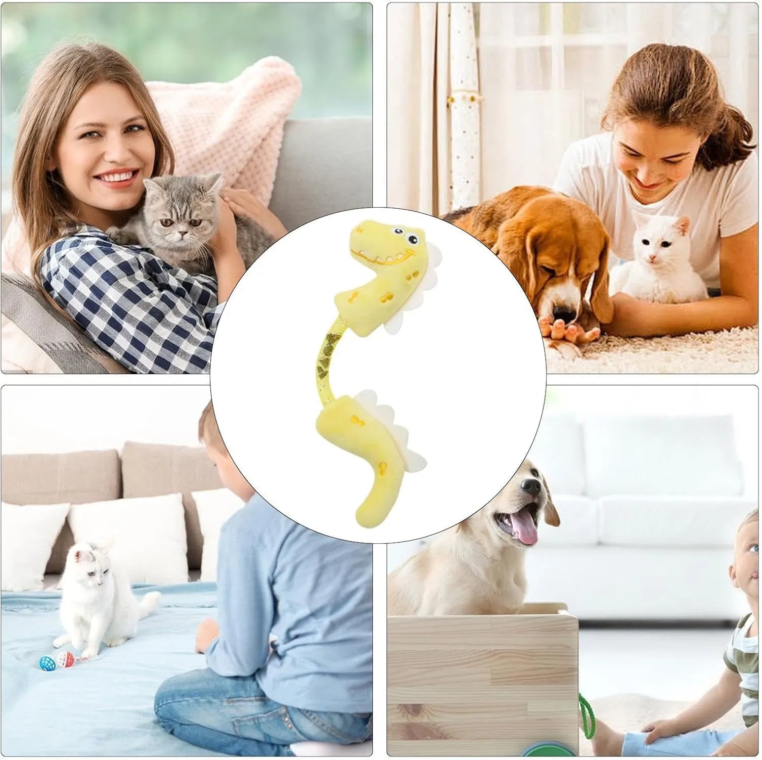 Set of cat toys including catnip rope, springs, kicker toys, and colourful plush chew toys