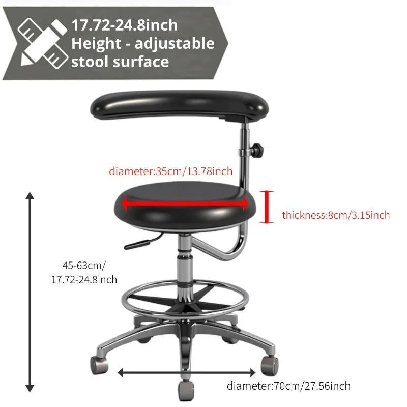 Black leather dental hospital chair with integrated nurse chair lift mechanism