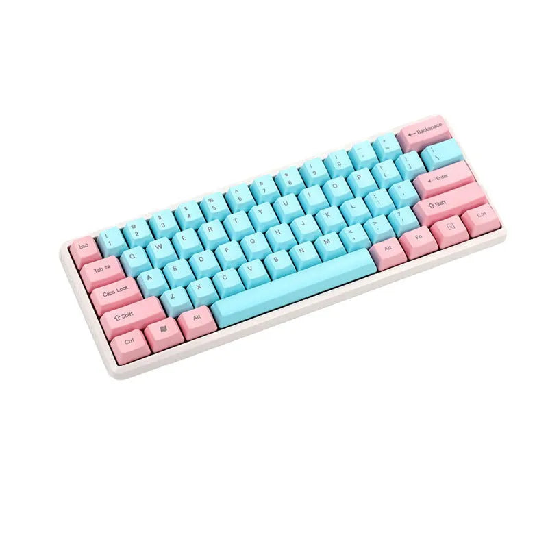 PBT mechanical keyboard keycaps set with side-printed legends in pink opaque colour