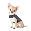 Heather Grey dog anxiety vest and warm jacket on a mannequin, showing the fit and knit fabric.