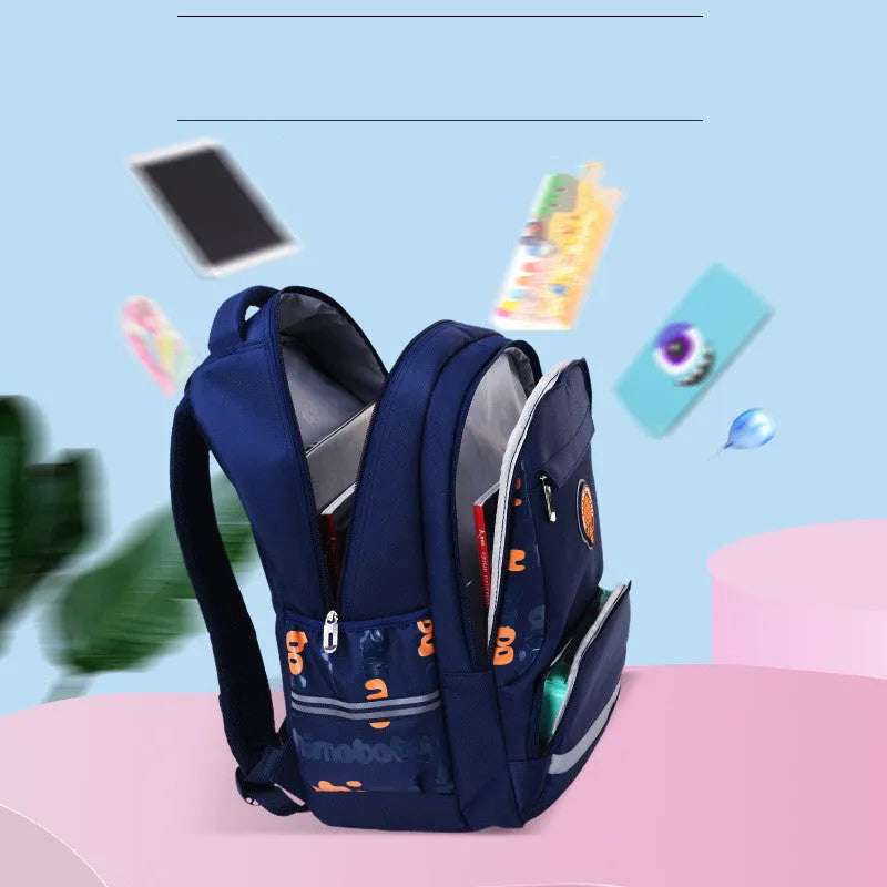 Sesame Baby children's school bag in high density nylon with front zipper pocket and side pockets, royal blue colour
