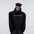 Men's red hooded sweater with metal three-dimensional printing and structured shoulder pads on loose fit