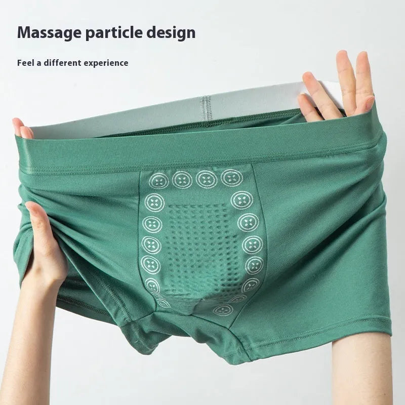Men's breathable massage particles underwear in mid waist design with milk silk fabric