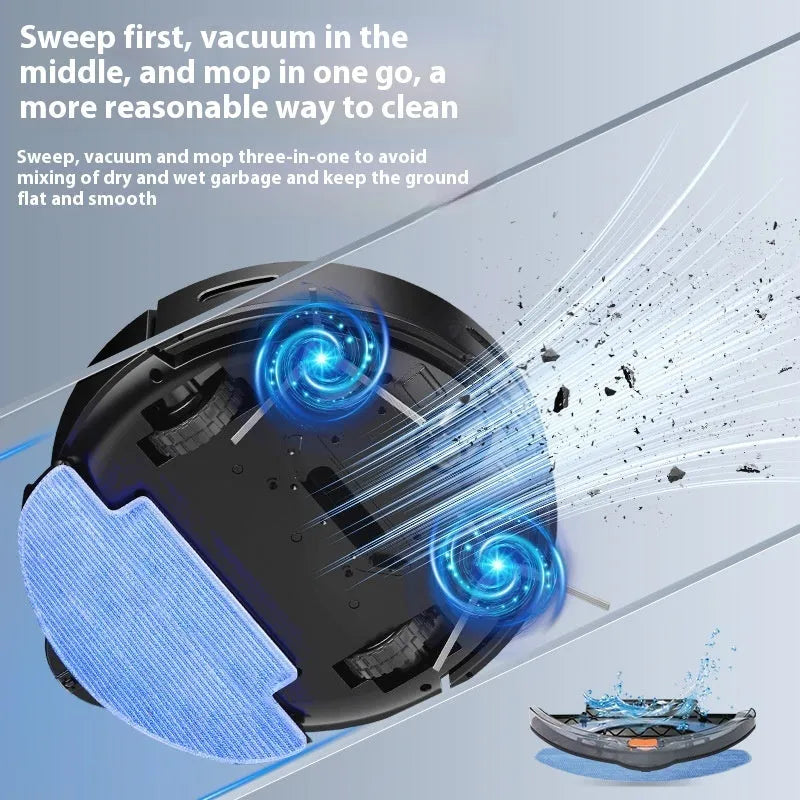 Intelligent sweeping robot vacuum cleaner in black or white with remote control
