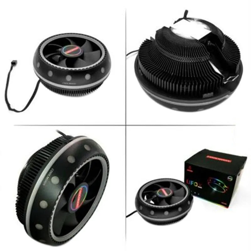 Colour-changing computer cooling CPU fan with aluminium heat sink black finish