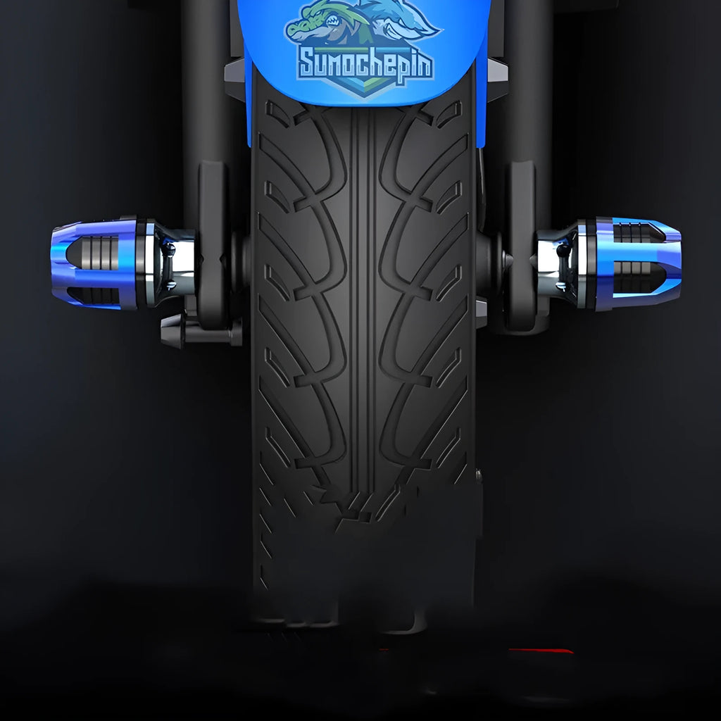 Pair of anodised aluminium alloy fork cups for vehicle front axle modification in choice of colours.