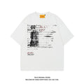Men's black retro loose fit pure cotton T-shirt with printed letter designs and raglan sleeves