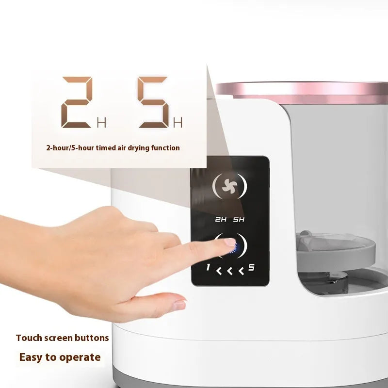 HZ-008 automatic electric makeup brush cleaning and drying station with silicone bowl.