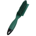 Green and pink pet grooming brush with massage function and hair collector for dogs and cats