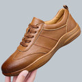Casual business shoes Korean style front lace-up round toe in black with rubber sole and wedge heel