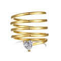 S925 sterling silver ring for women with heart-shaped and geometric design, gold or platinum colour, sizes No 6 to No 9.