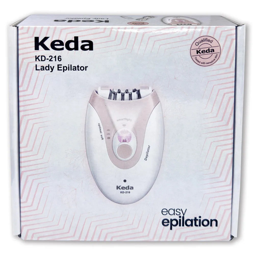 KEDA-216 coloured USB electric epilator for full body hair removal with brush cleaner