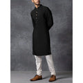 Men's black solid colour long sleeve slim fit stand collar polyester robe, sizes M to XXXL