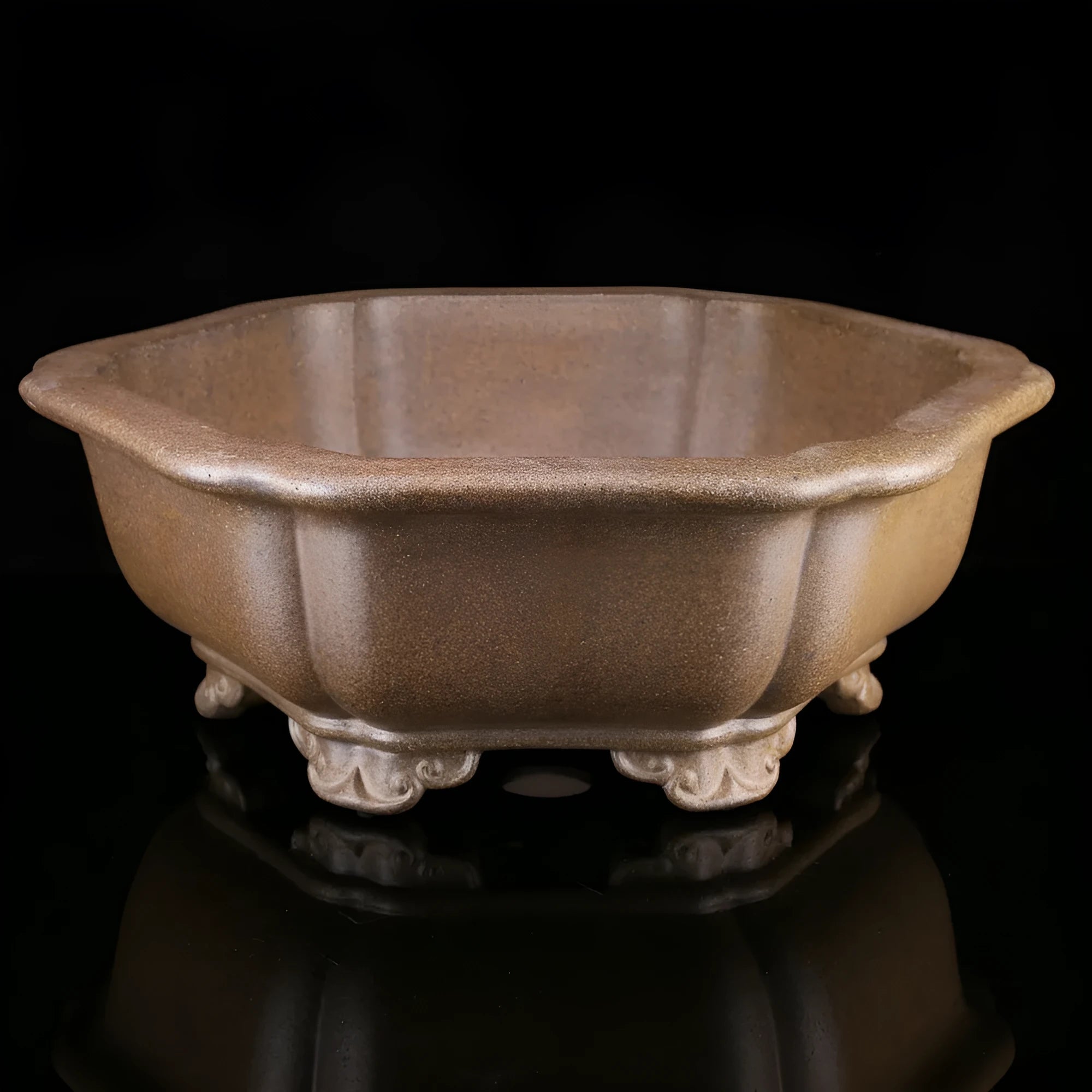 Handmade large purple sand plant basin in hexagonal or Begonia shape for bonsai and succulents