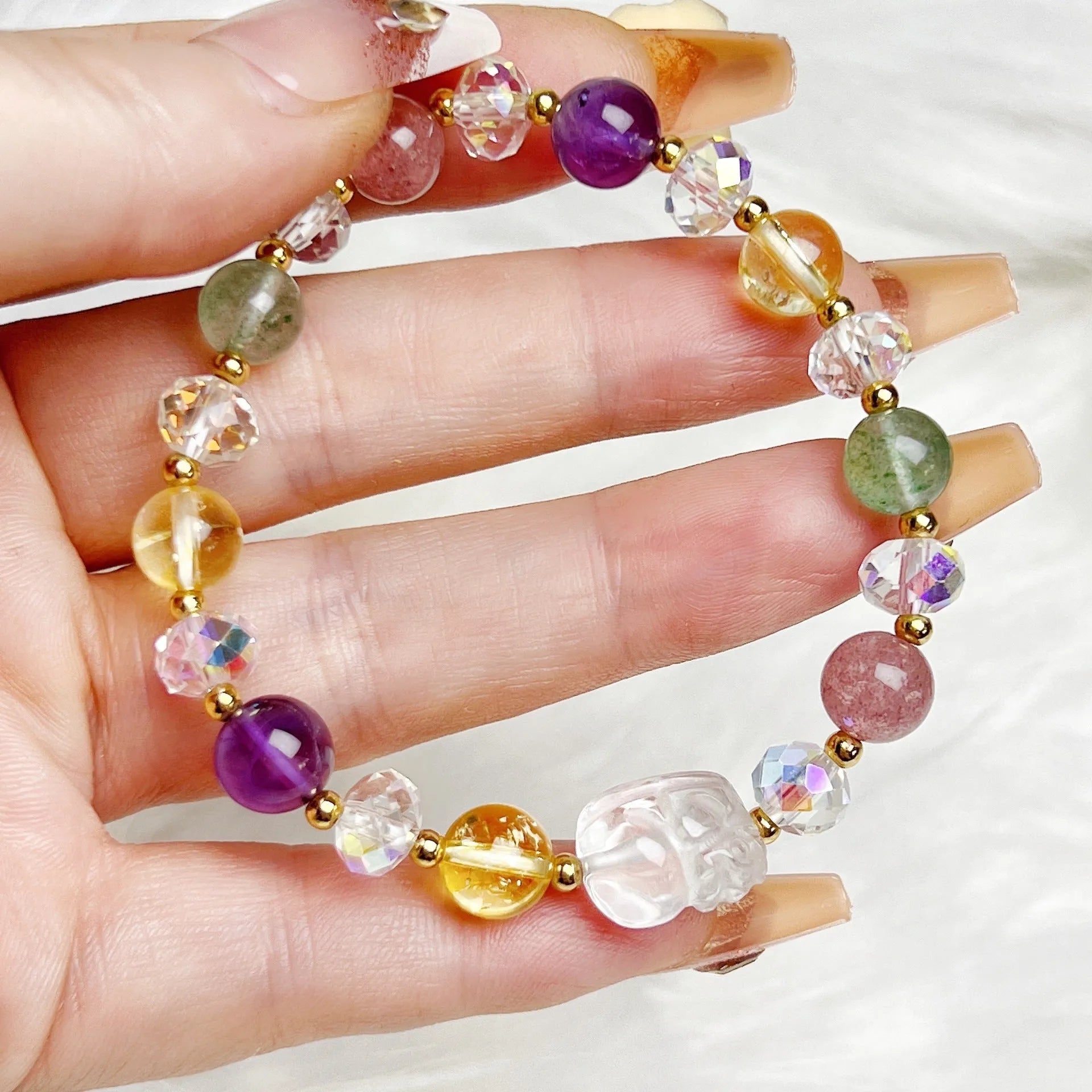 Handmade Phoenix Nine Tail Fox crystal bracelet with colourful stones and adjustable design